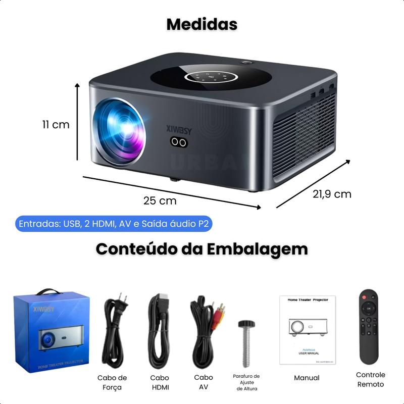 Projetor Smart 25000 Lumens Full HD 4k Com Android Bluetooth Wifi
